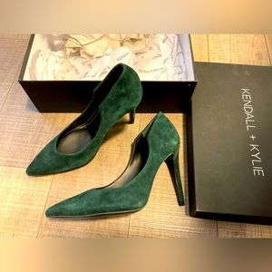 Kendall + Kylie green velvet high heel